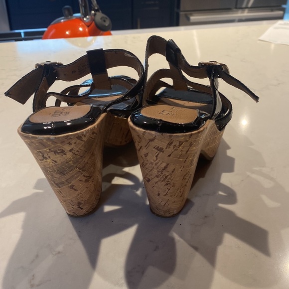 Black patent leather sandals/ wedges by Euro Sofft. Size 8 - Picture 2 of 9